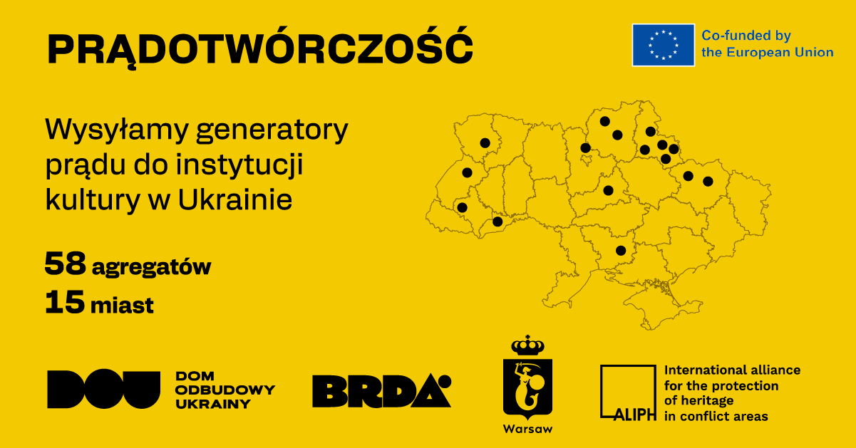 Sending generators to Ukraine together with Dom Odbudowy Ukrainy and Aliph Foundation.